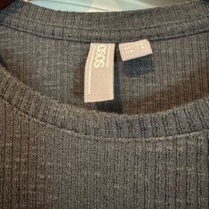 ASOS Charcoal Ribbed Crewneck Top